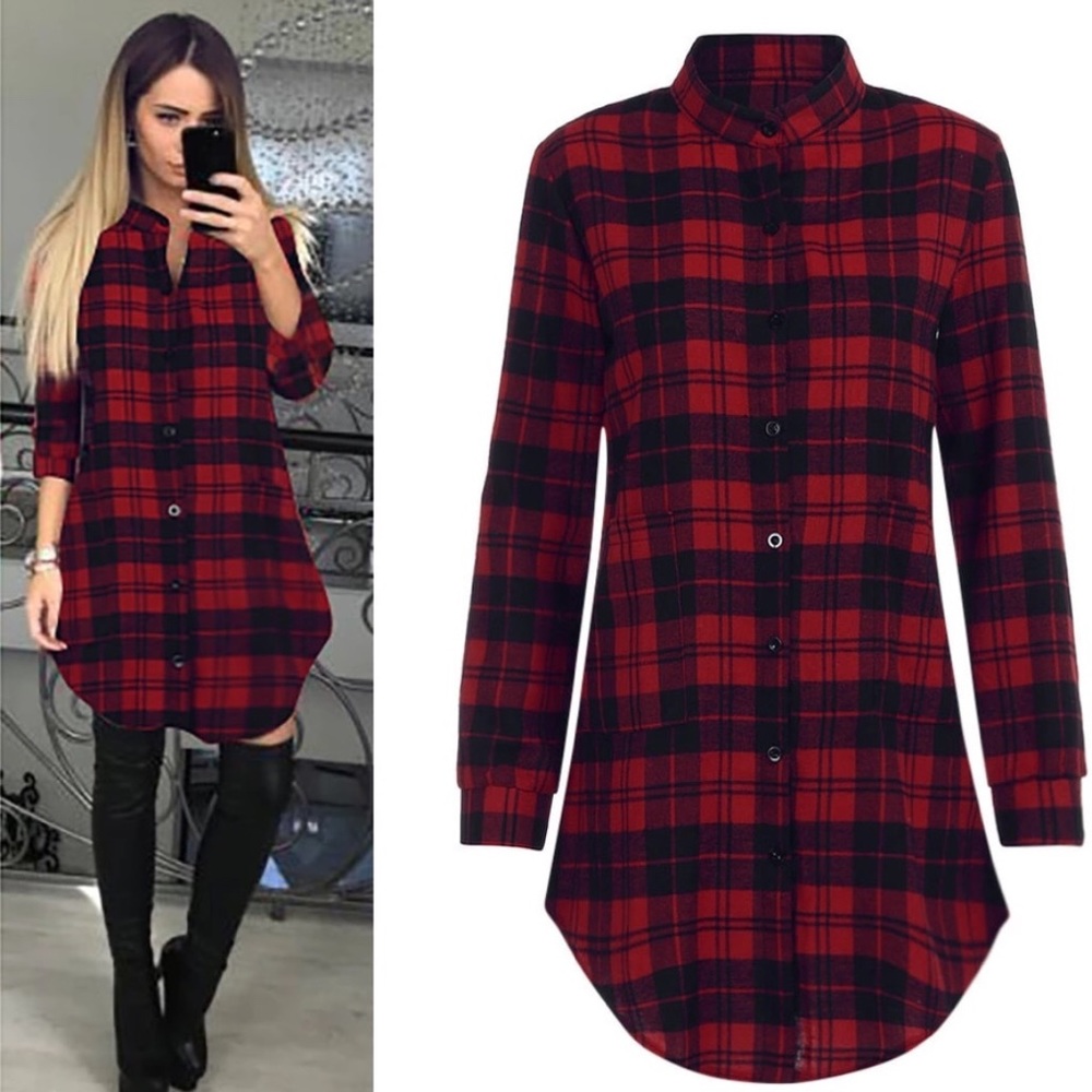Red & Black Plaid Dress🌲 - Picture 3 of 5